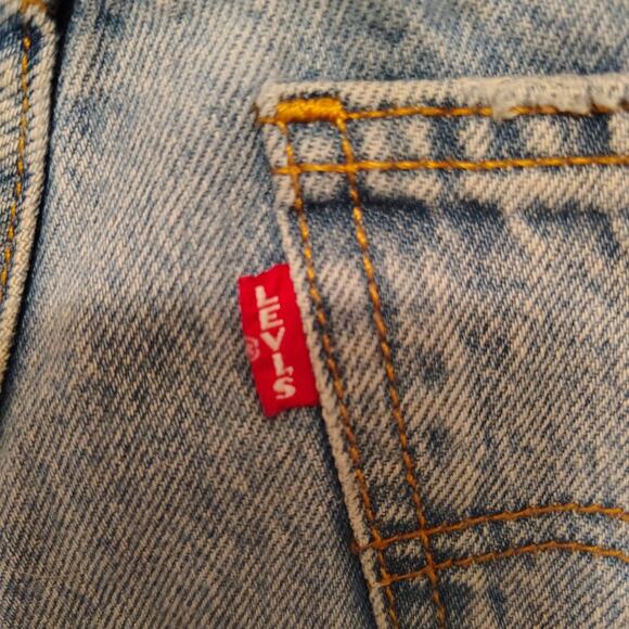 Levi’s Premium Middy Straight Jeans Distressed Leg Raw Hem Sz 27x25 - Picture 8 of 9